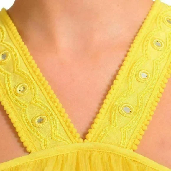 Just Cavalli Women's Linen Yellow Sleeveless Sheath Dress US S IT 40